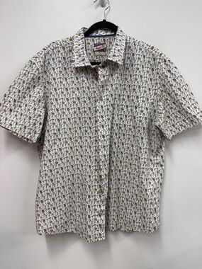 Johnnie-O Hangin' Out cocktail printed short-sleeve button-down shirt XL